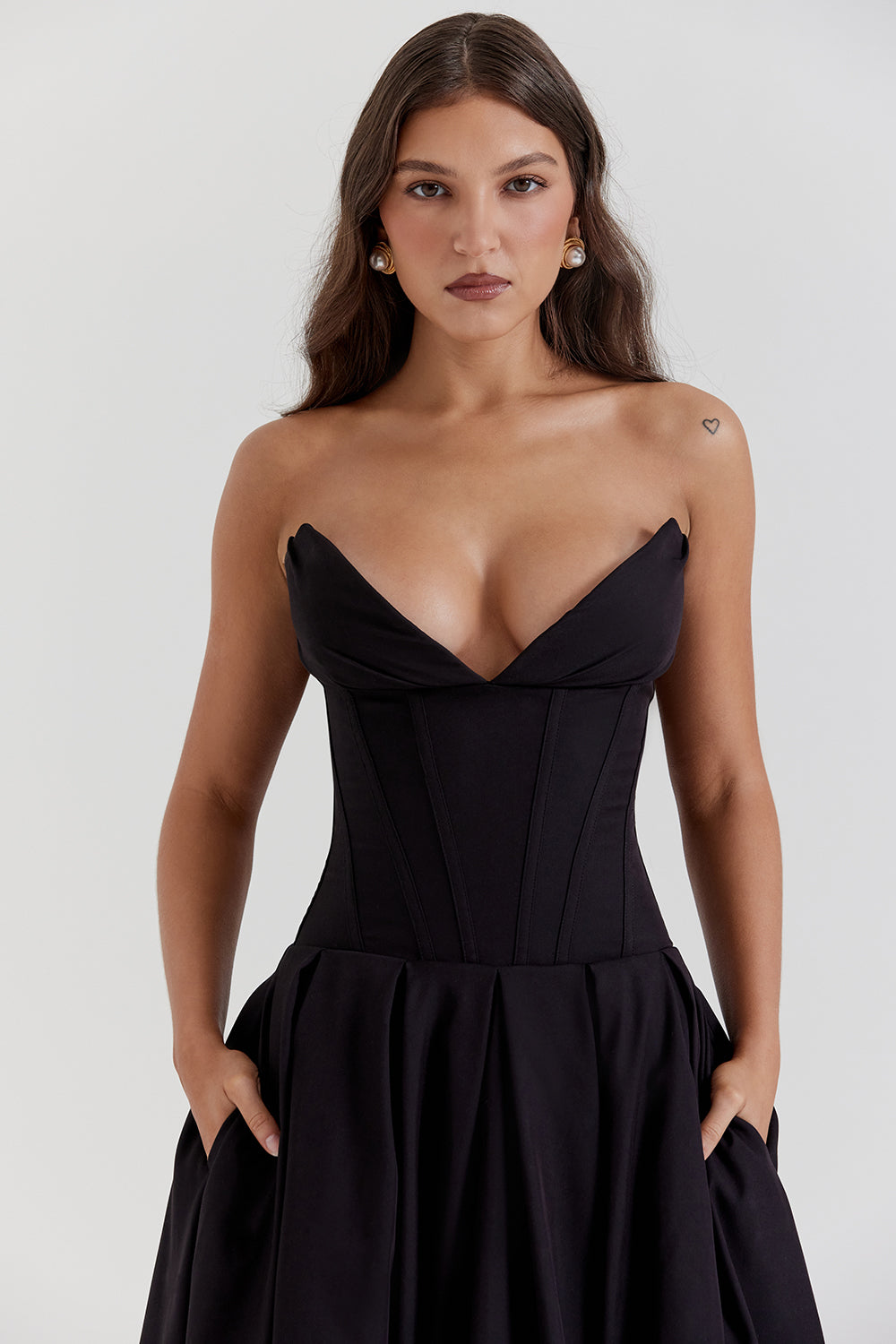 Strapless midi dress