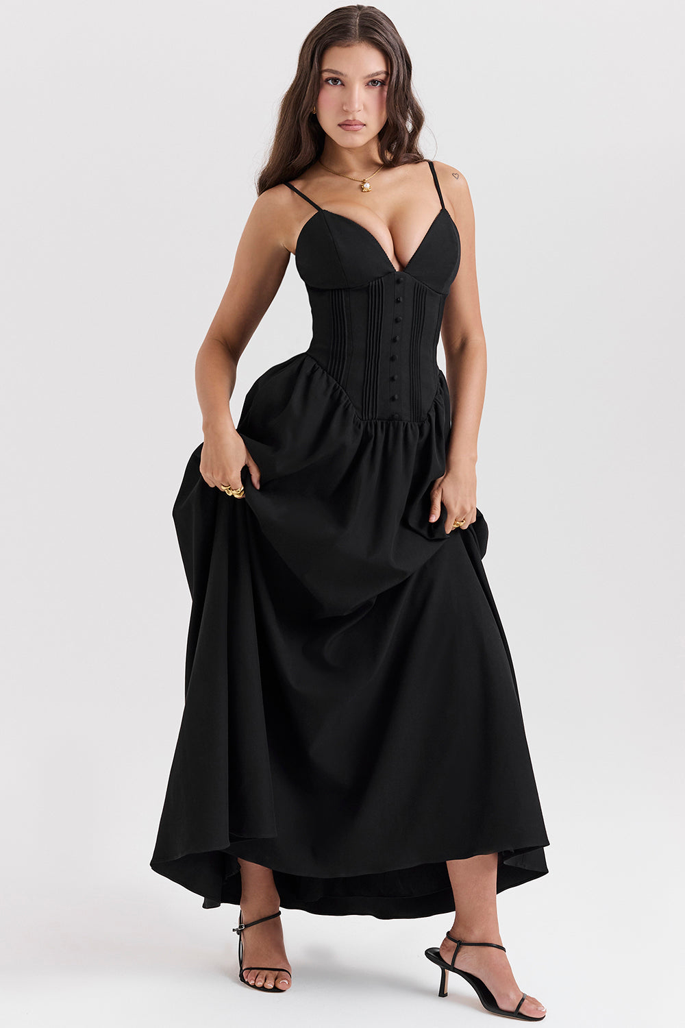 Black corset maxi dress