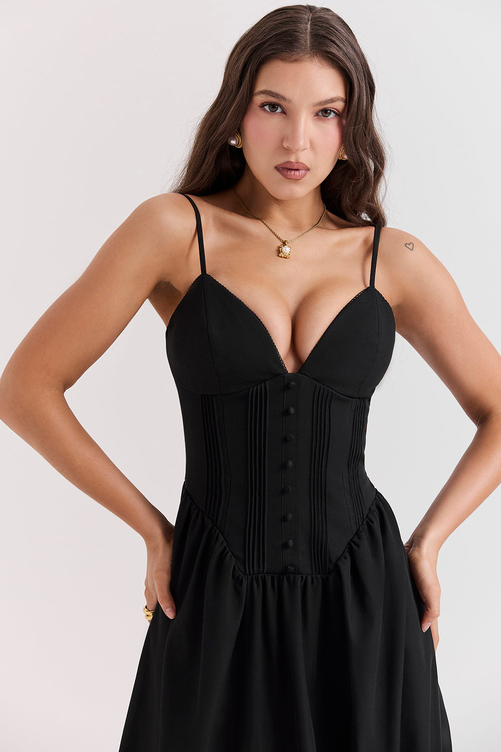 Black corset maxi dress