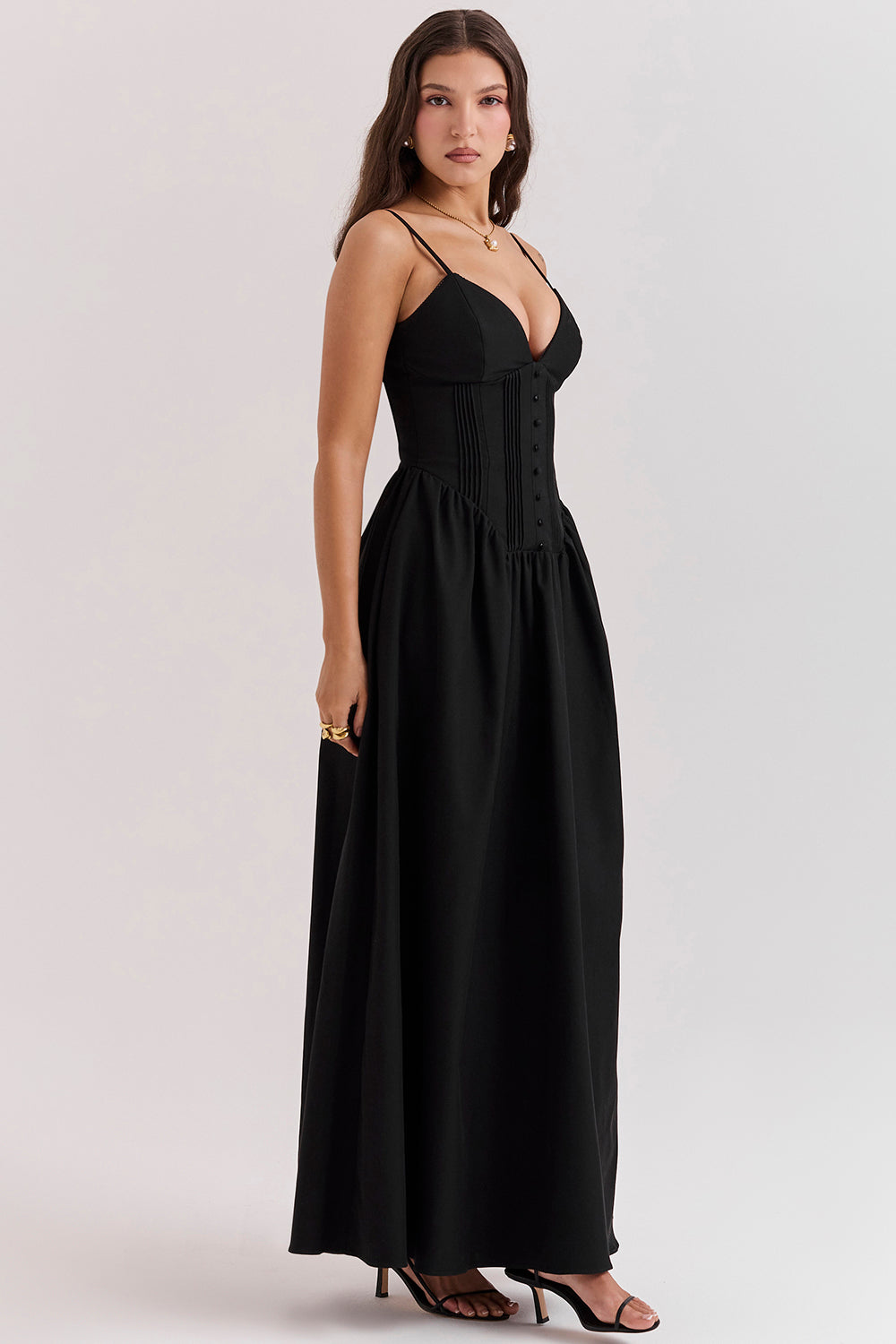 Black corset maxi dress