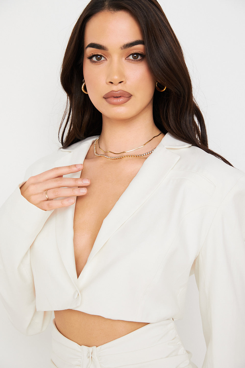 Ivory shirt dress with cutout