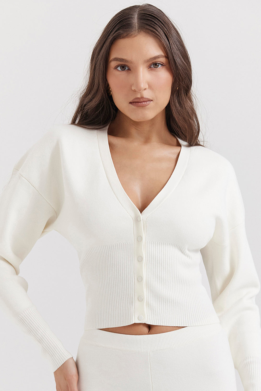 White knitted cardigan with pants