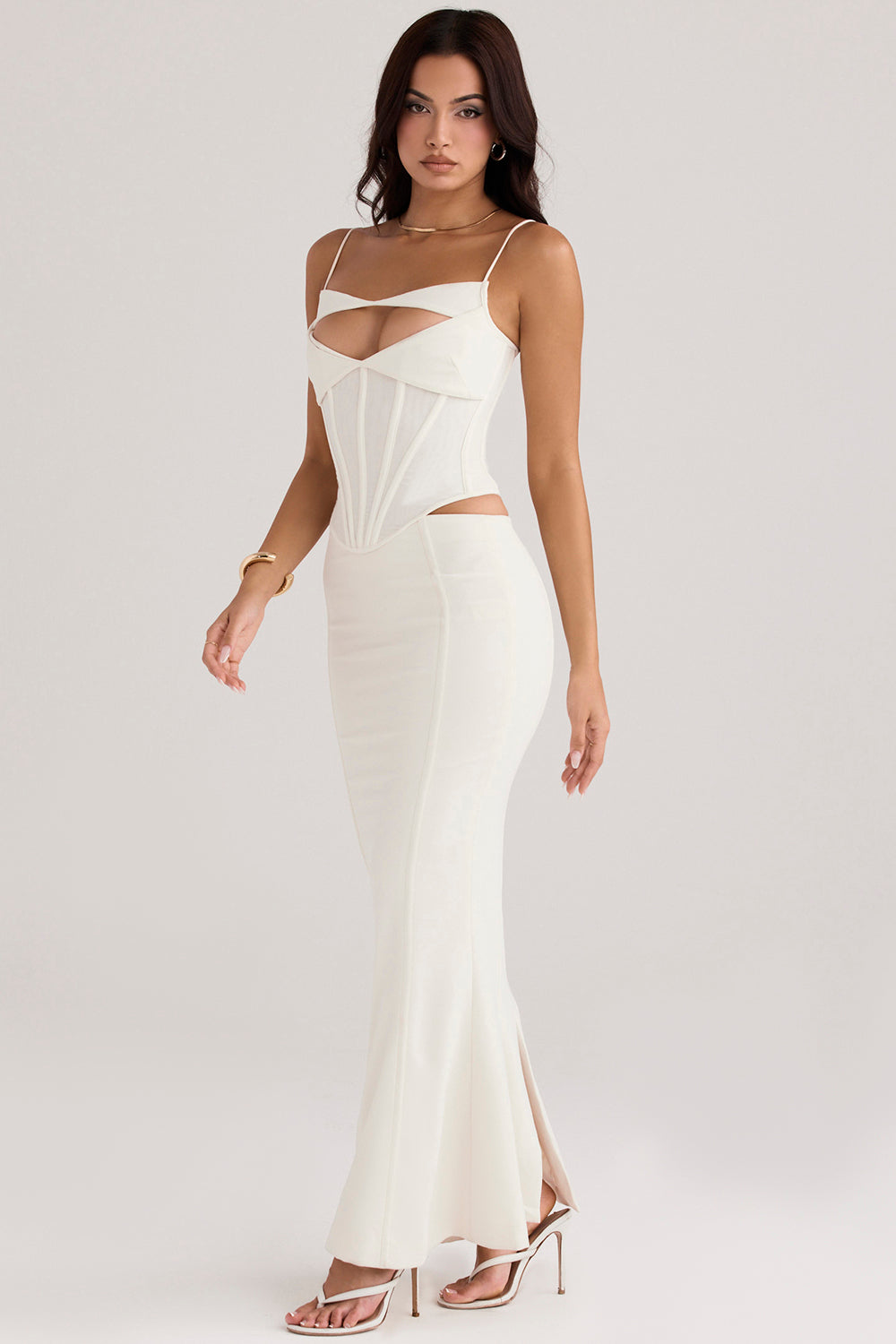Ivory corset maxi dress