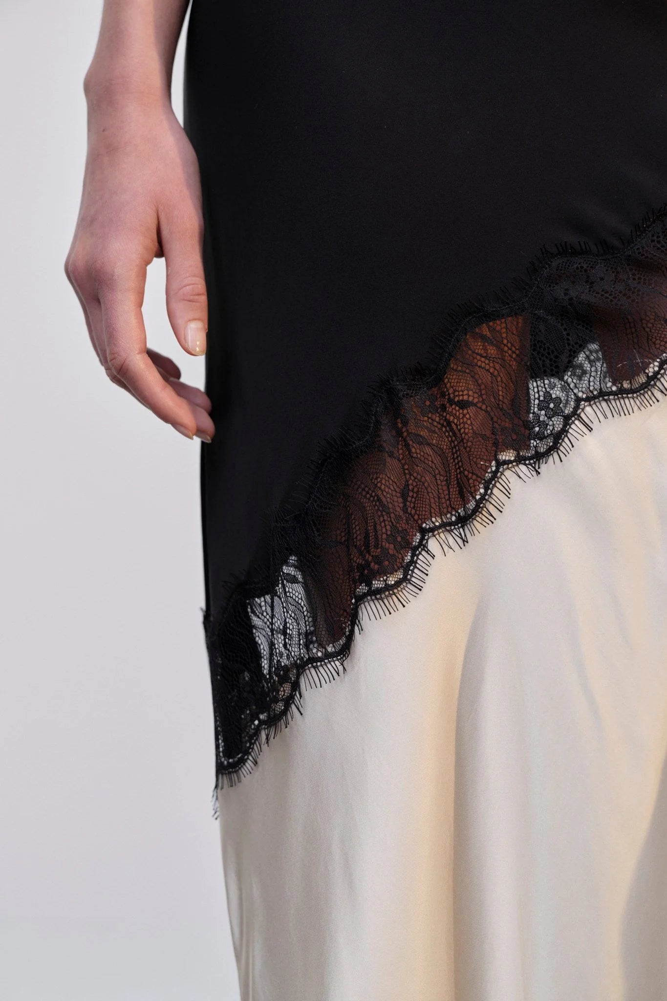 Spliced Sheer Lace Maxi Dress