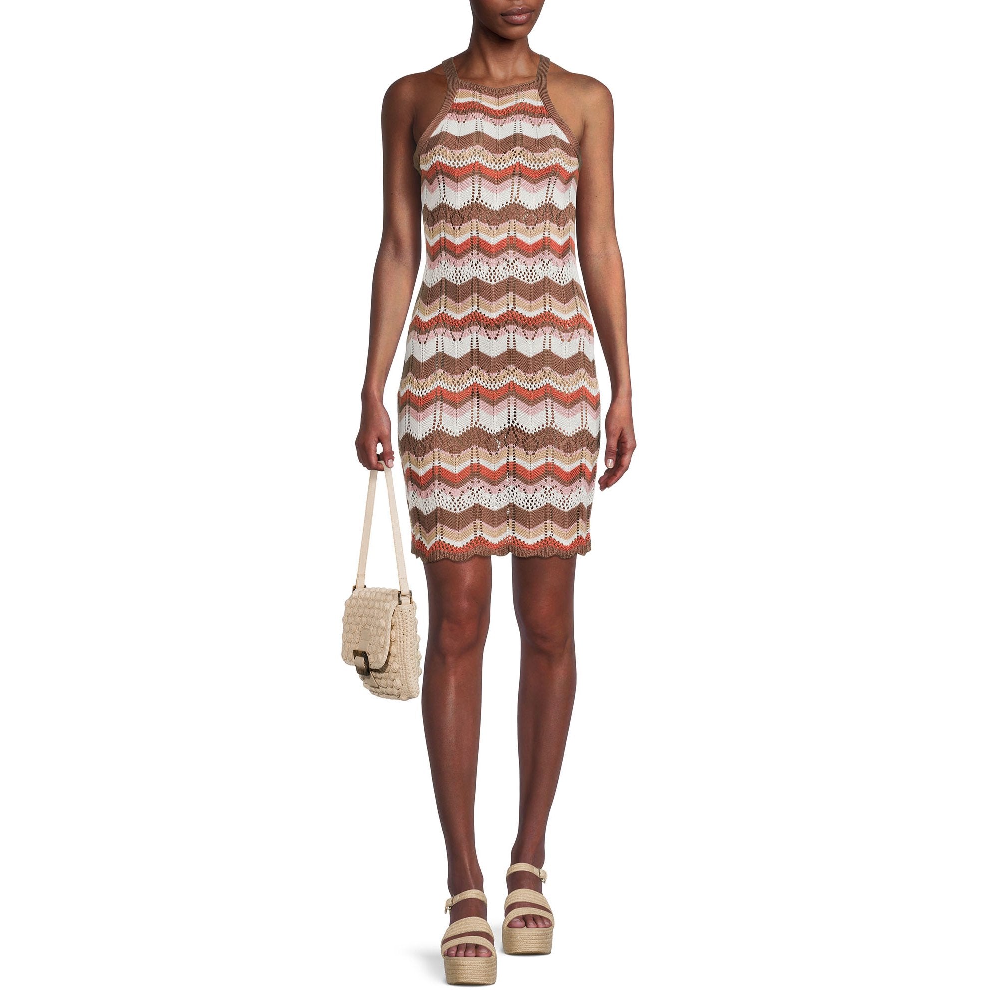Knitted Midi Dress With Stripes