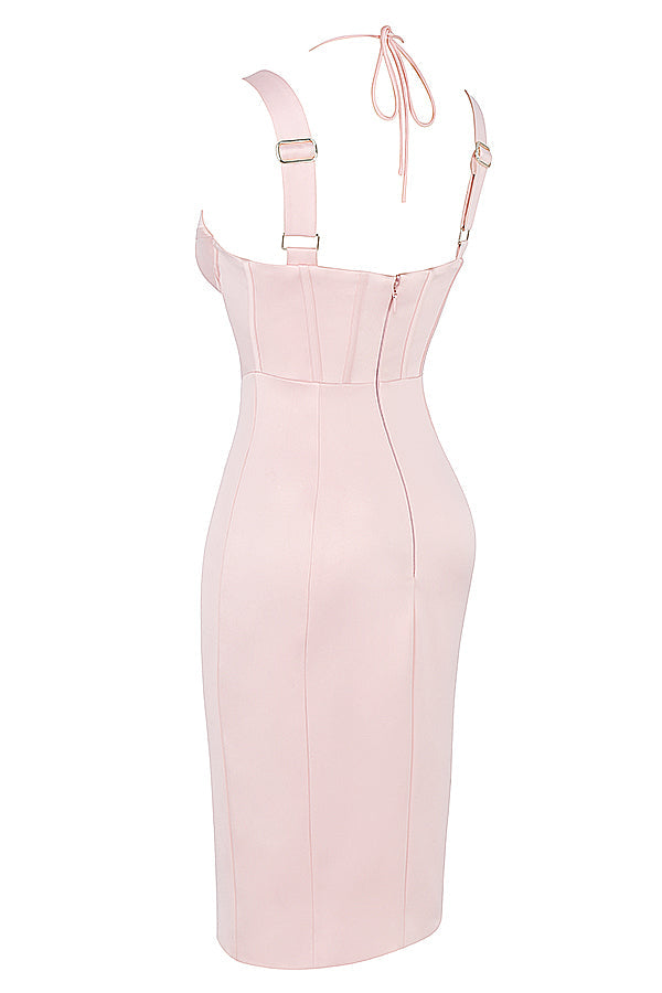 Baby pink satin corset dress
