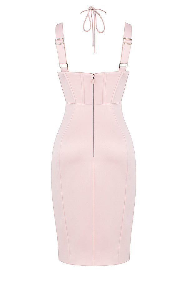 Baby pink satin corset dress