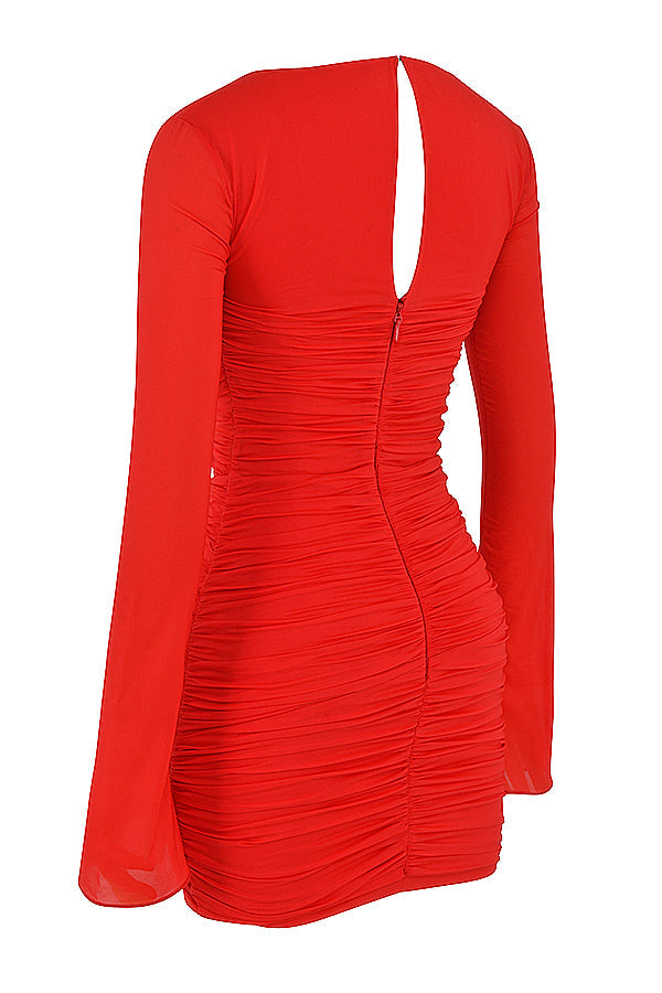 Real silk mini dress with cutout