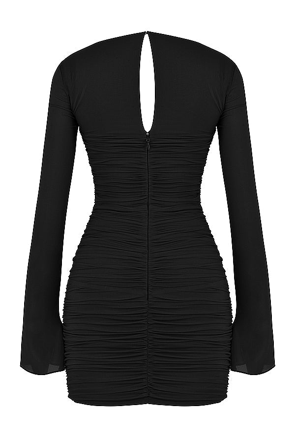 Real silk mini dress with cutout