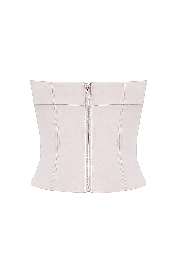 Crystal satin strapless straight leg corset cargo pants
