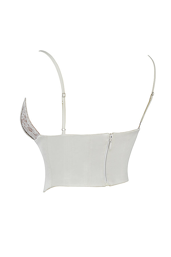 Ivory colored satin and lace corset