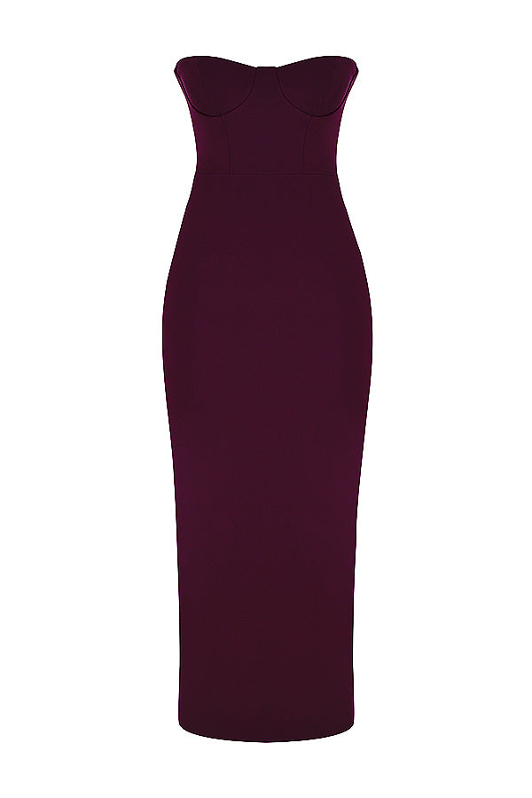 Black strapless maxi dress with corset