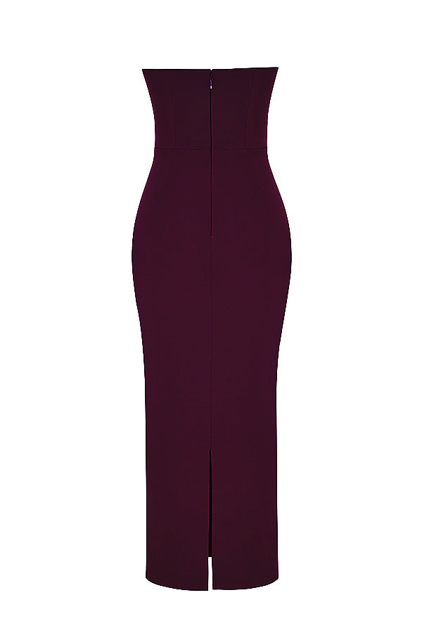 Black strapless maxi dress with corset