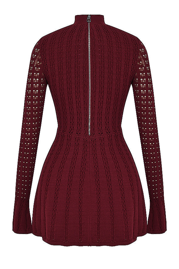 Wine knit corset dress