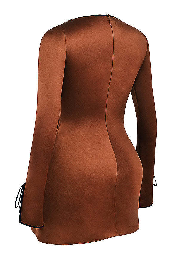 Copper satin mini dress