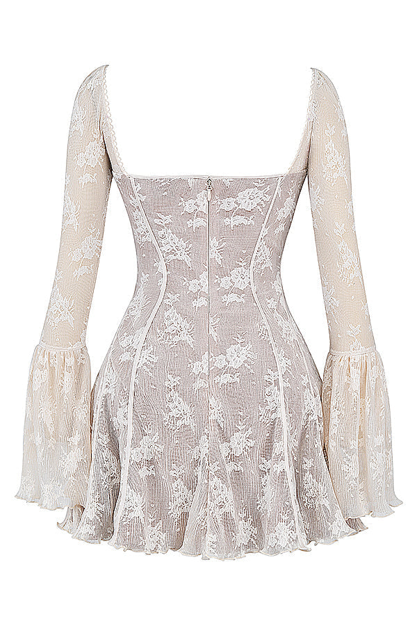 Vintage cream-colored corset dress with lace