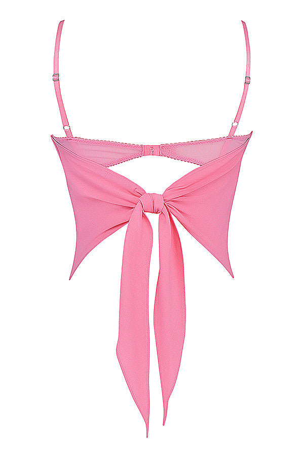 French pink top with handkerchief hem and floating mini skirt