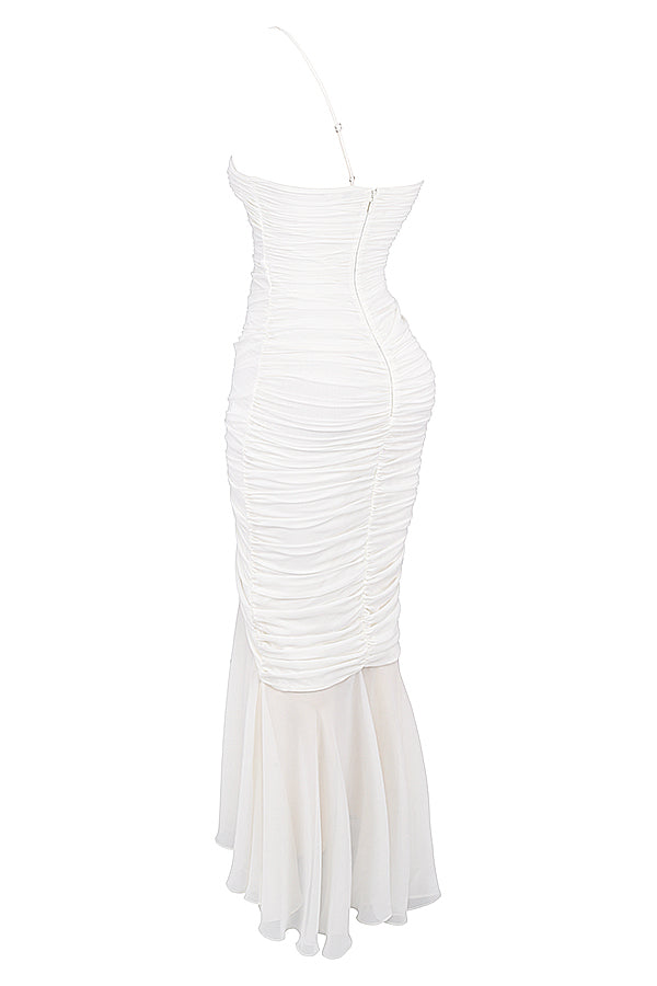 Ivory colored maxi dress with ruffles