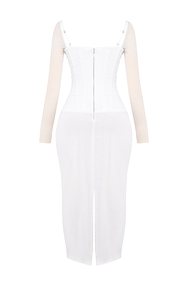 Deep red maxi dress with long sleeves