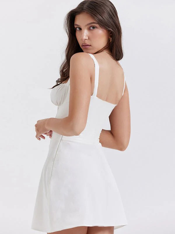 Spaghetti Strap Mini Dress In White