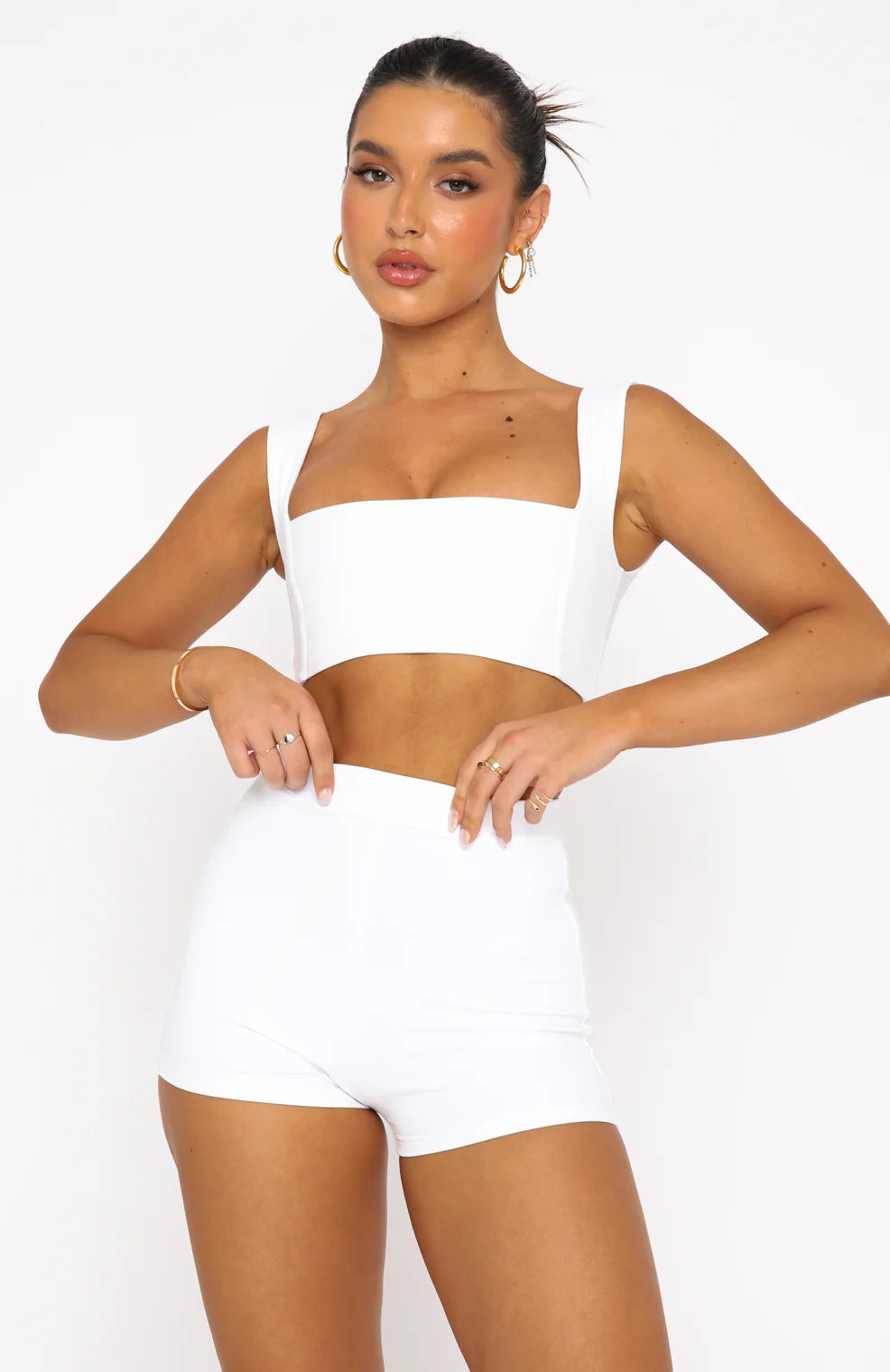 Thick Strap Straight Neckline Crop Top