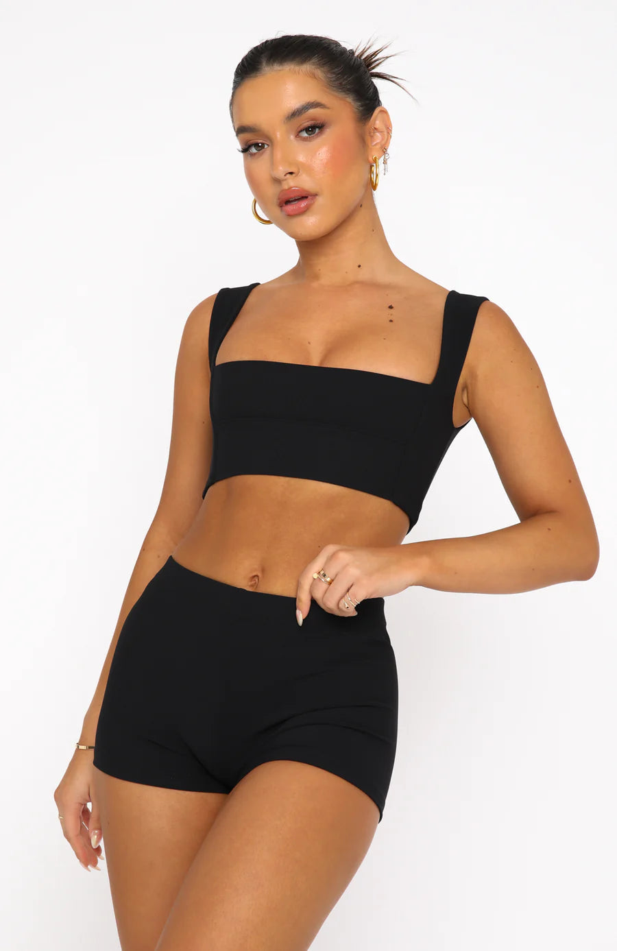 Thick Strap Straight Neckline Crop Top