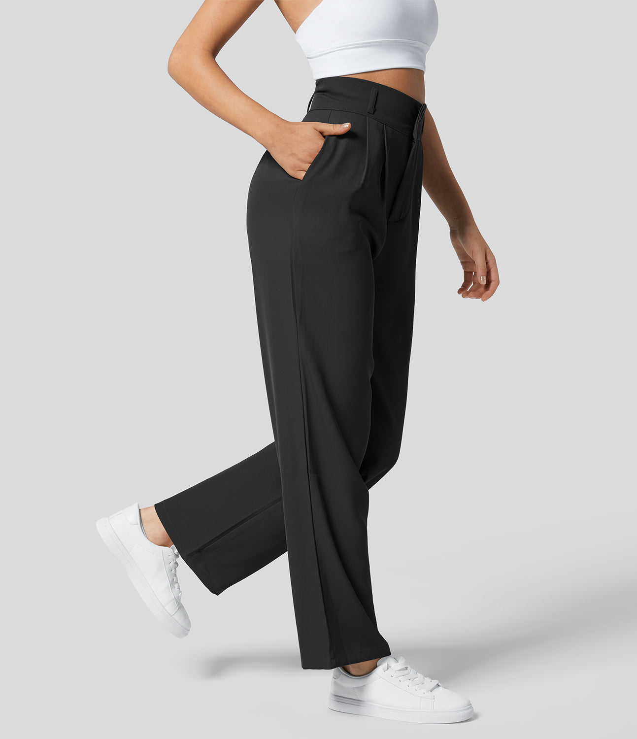 Classic High Waisted Straight Leg Suit Pants