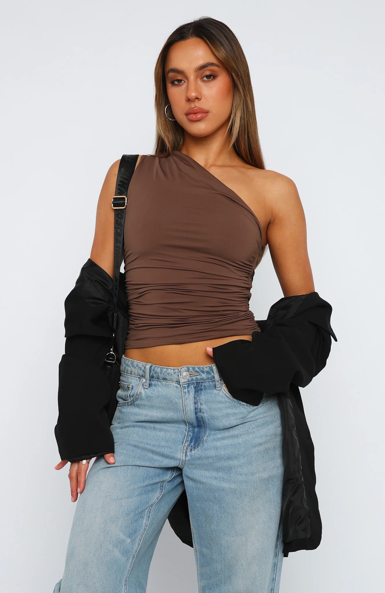 One shoulder twisted top