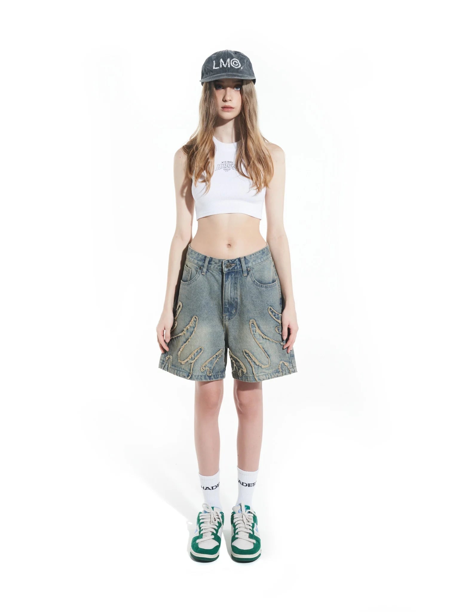 Low Waist Knee Length Denim Shorts