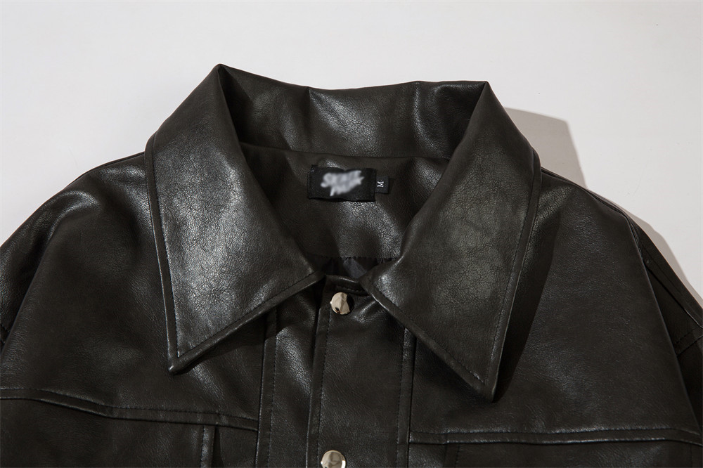 Lapel leather jacket for men