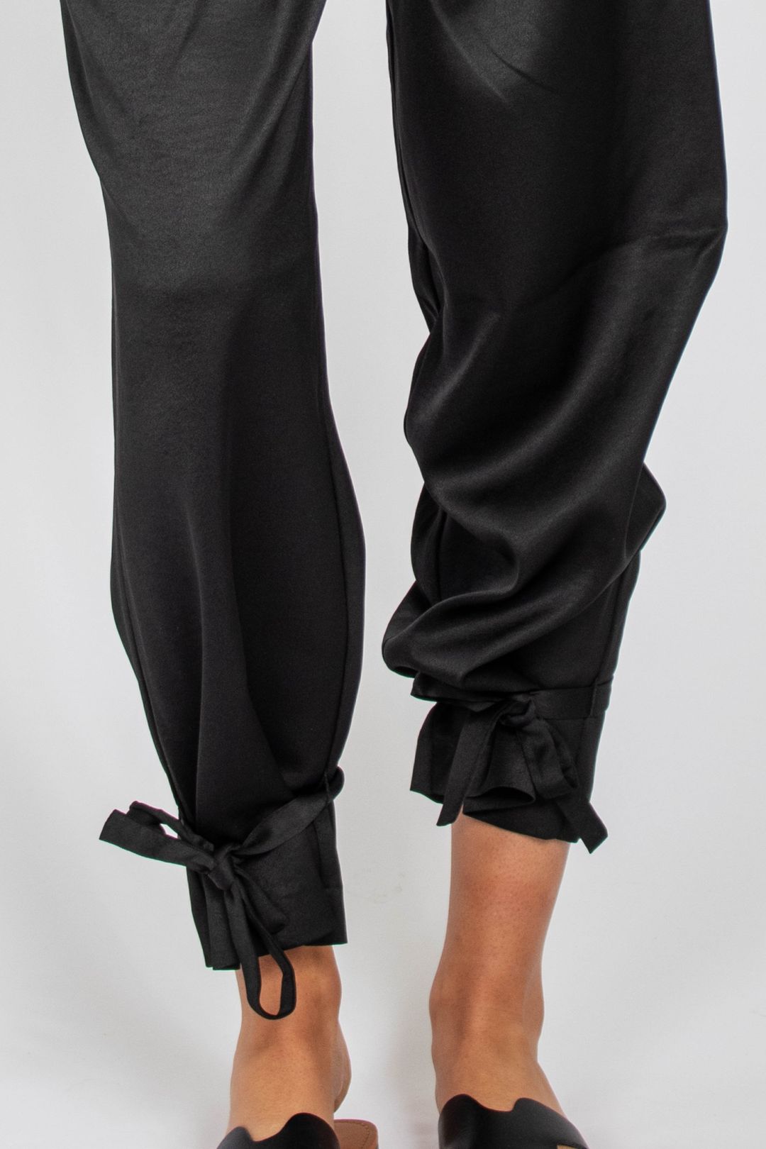 Casual wide leg pants with ribbon