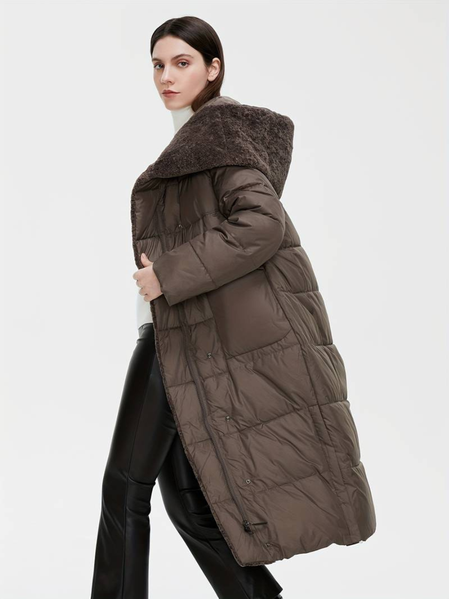 long fluffy jacket with zipper