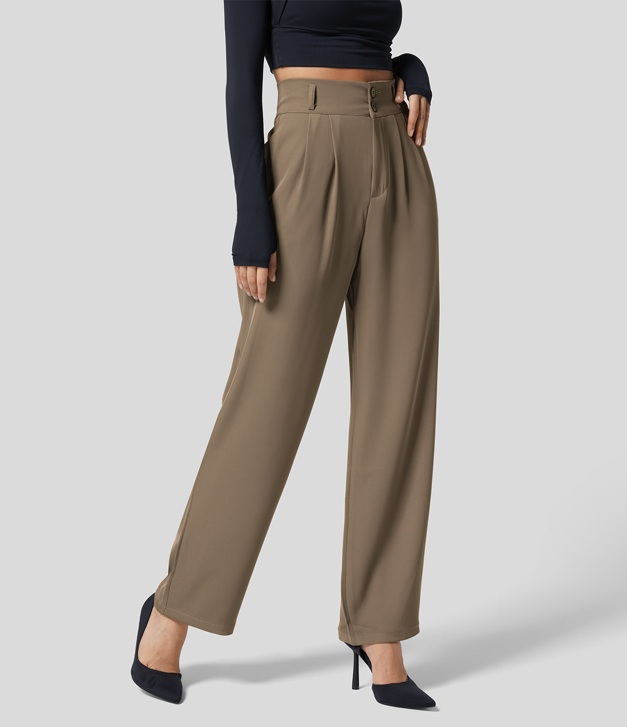 Classic High Waisted Straight Leg Suit Pants