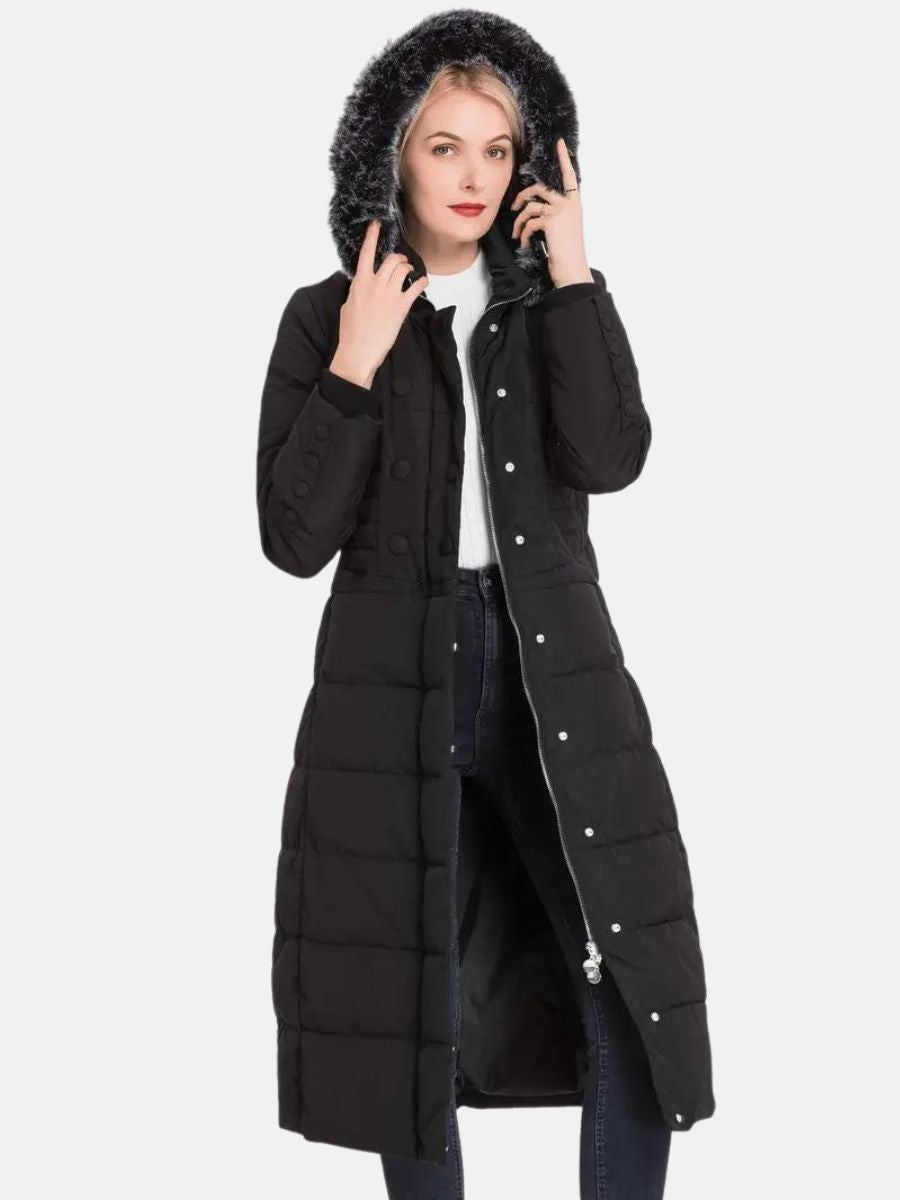 jacket with button closure and hood