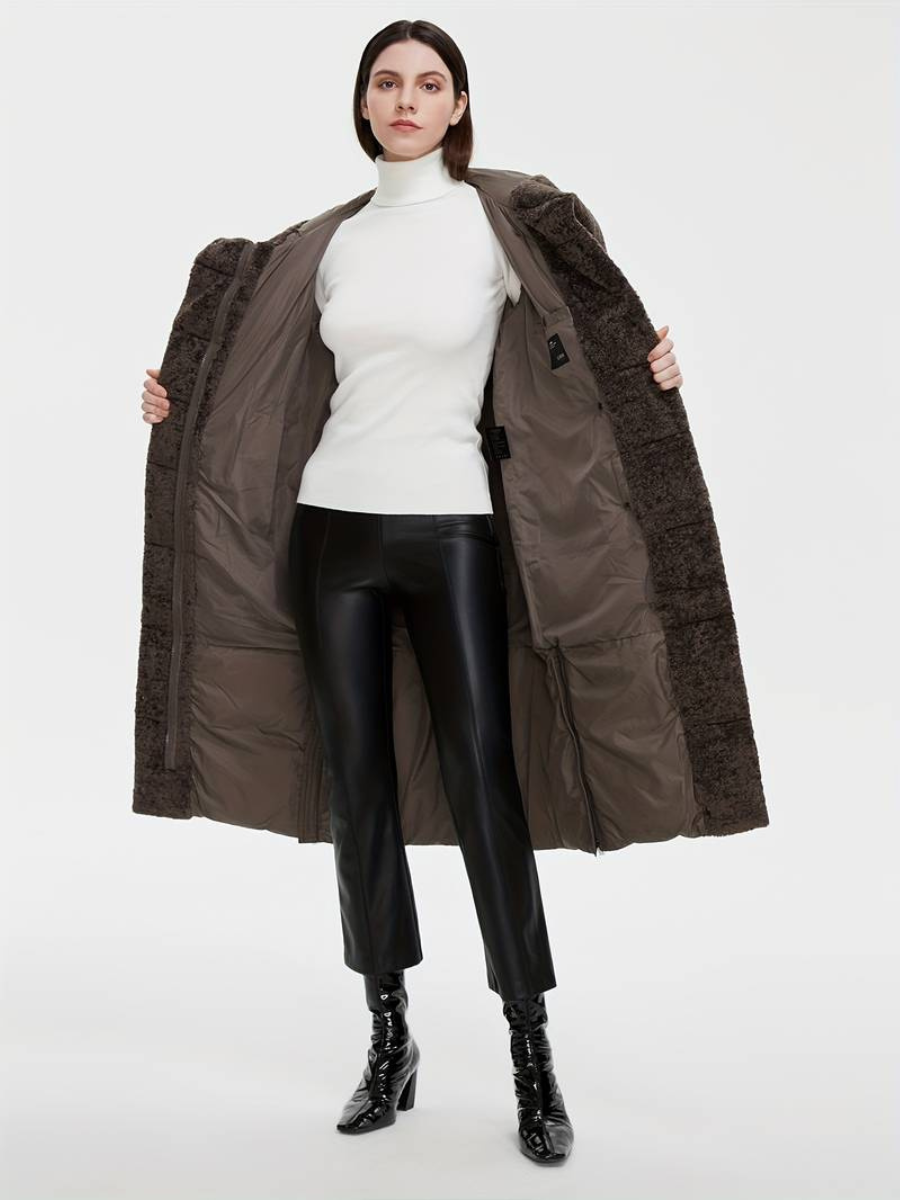 long fluffy jacket with zipper