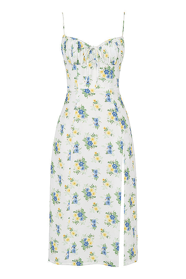 Floral bustier midi dress