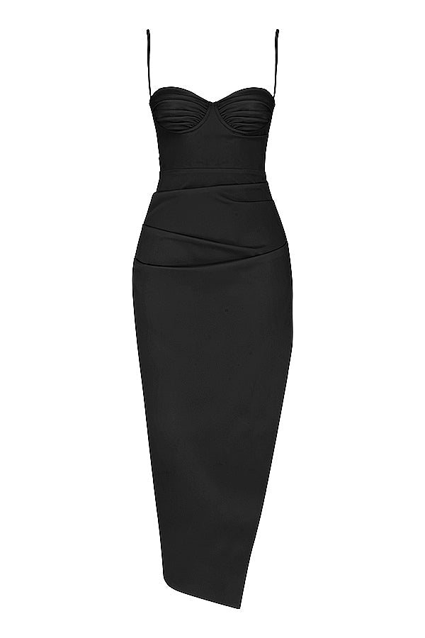 Pleated corset midi dress