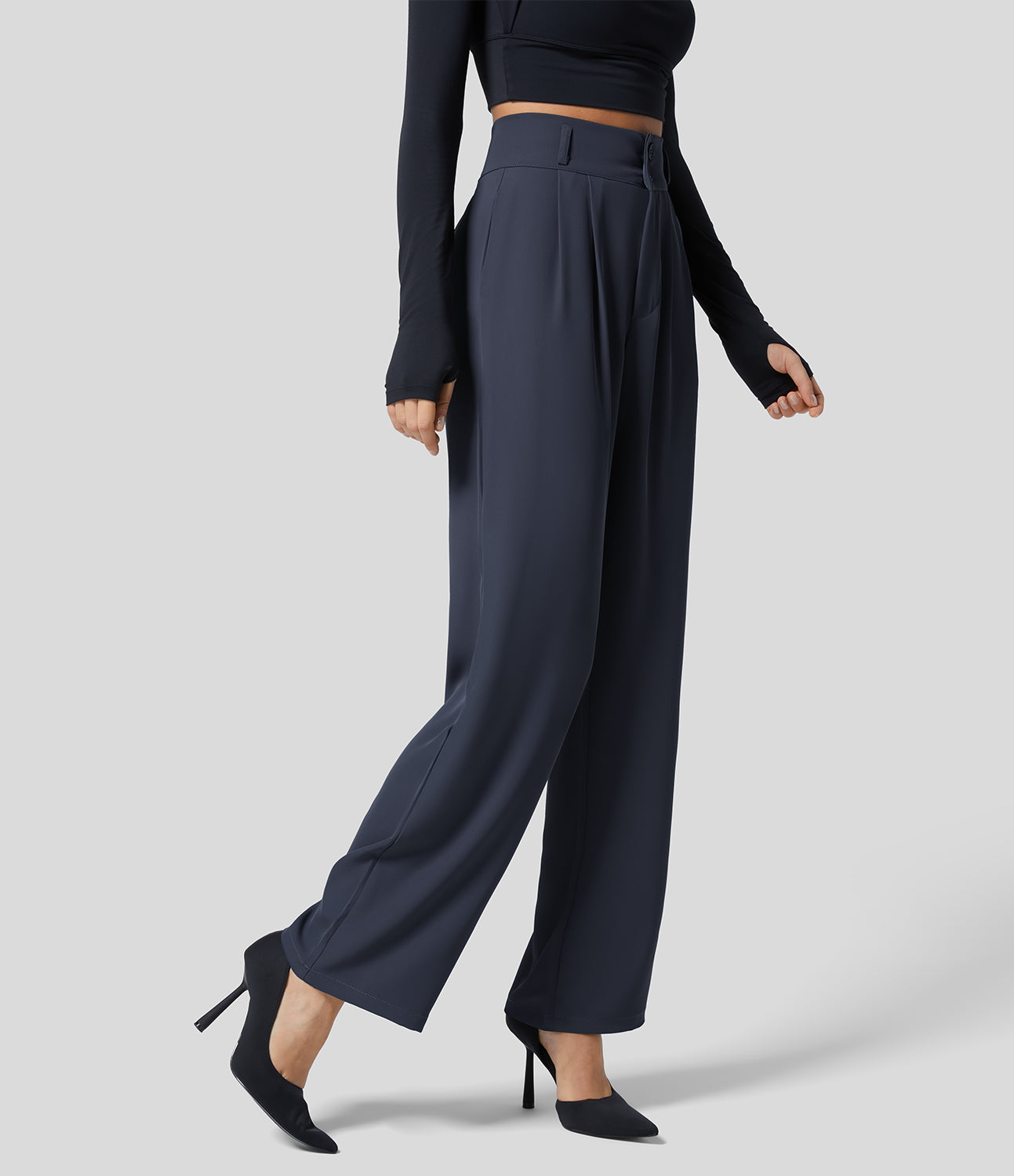 Classic High Waisted Straight Leg Suit Pants