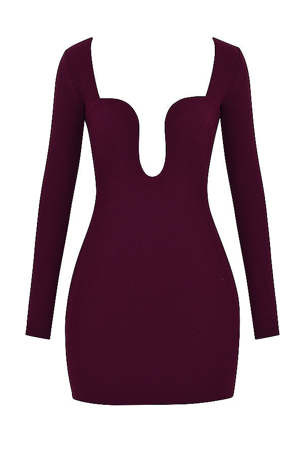 Merlot deep cut corset dress