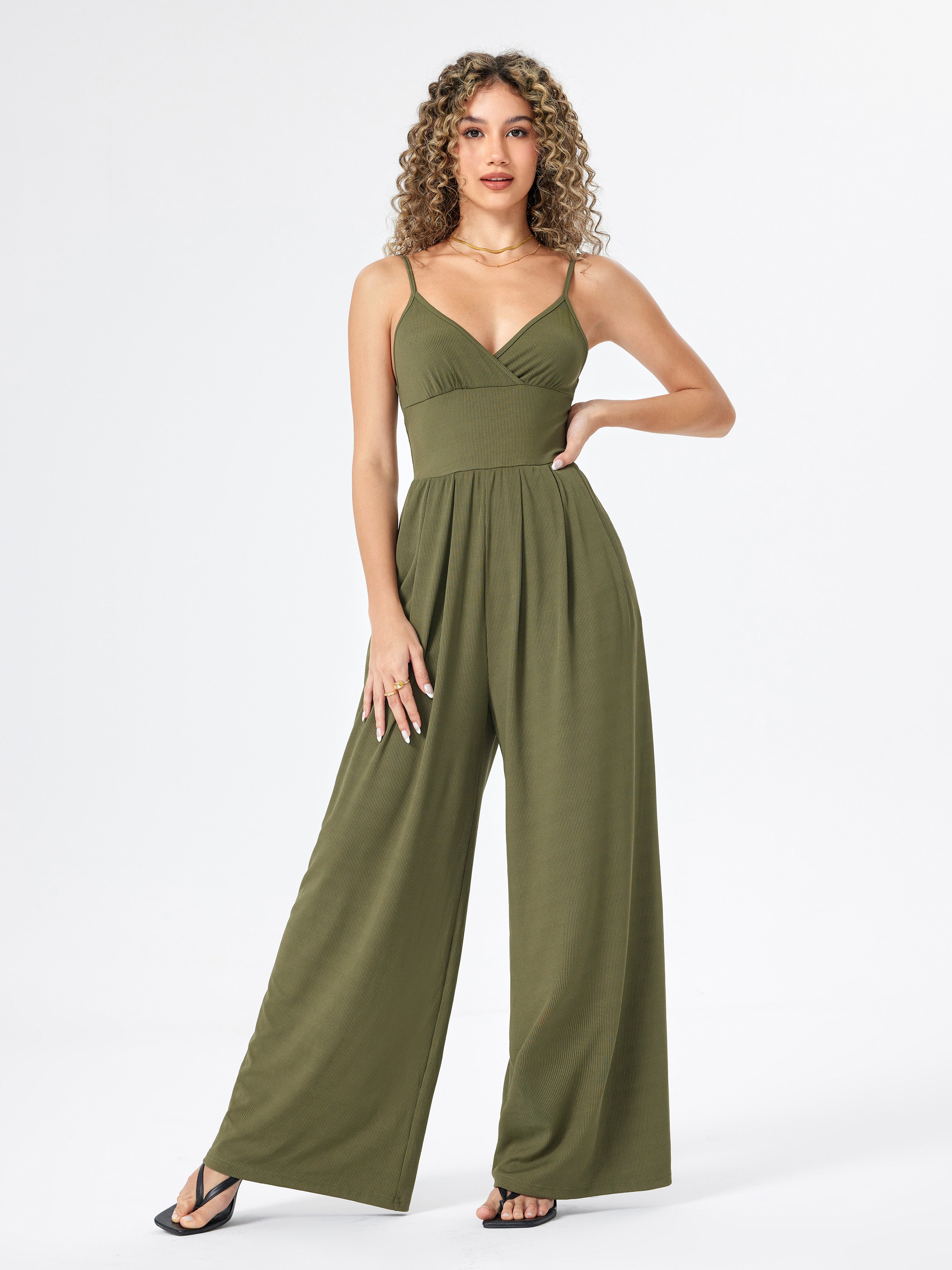 V-neck Wide leg Jumpsuit