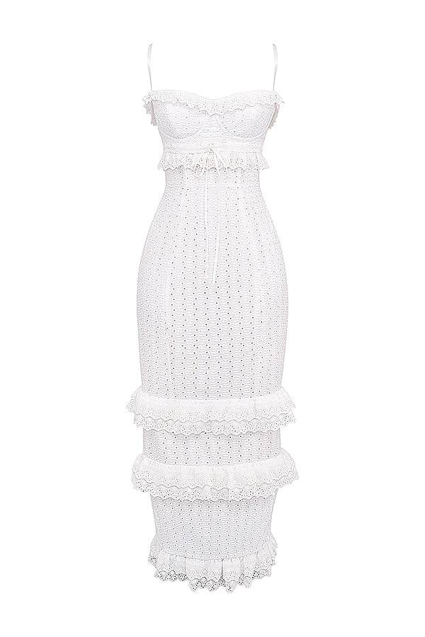 White broderie maxi dress