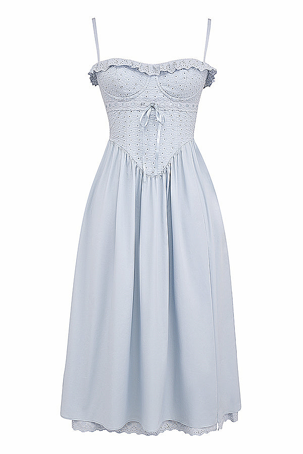 Soft blue Broderie Anglais Midi sundress