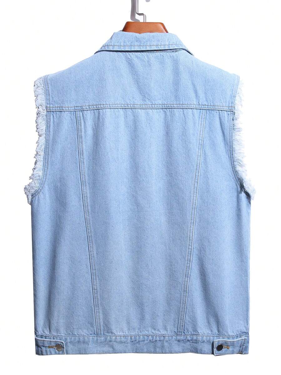 Ripped Denim blue Vest for men