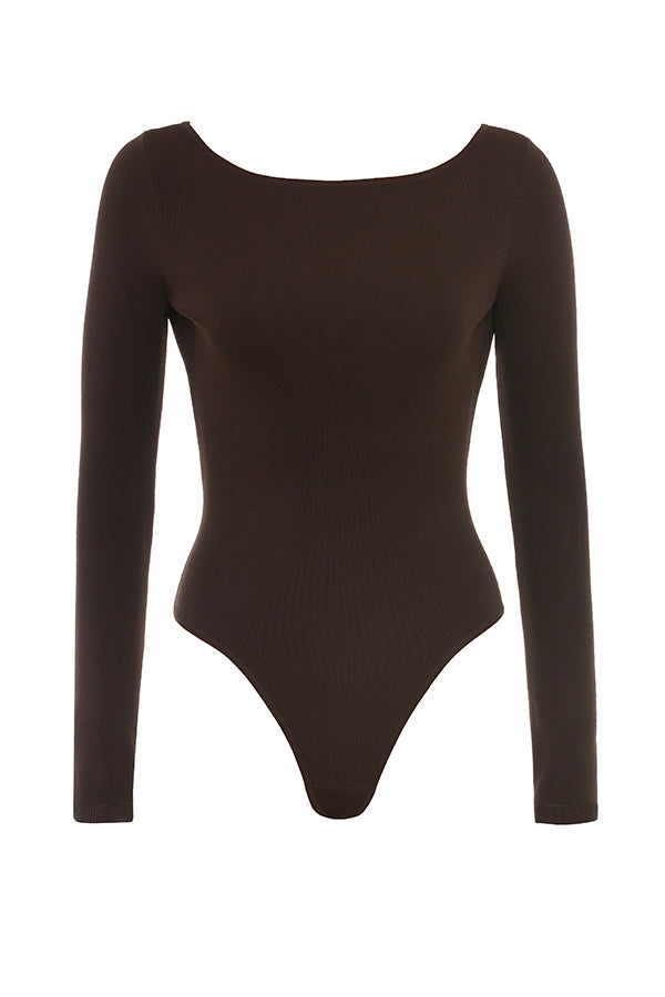 Espresso bodysuit with open back