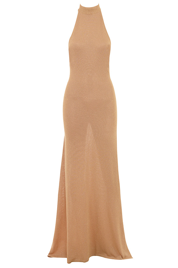 Gold knitted maxi dress