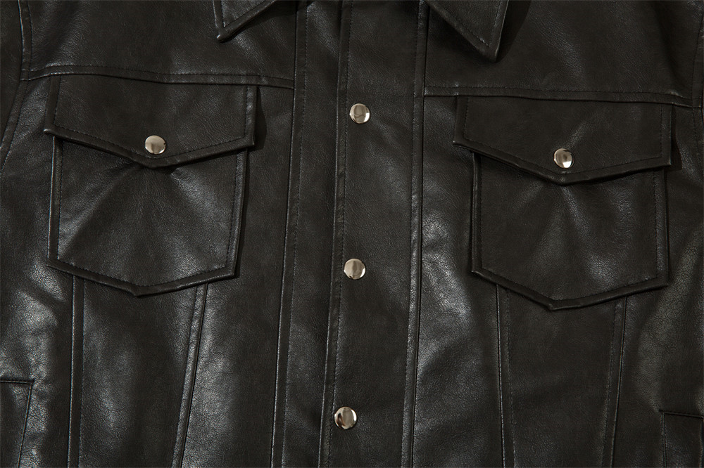 Lapel leather jacket for men