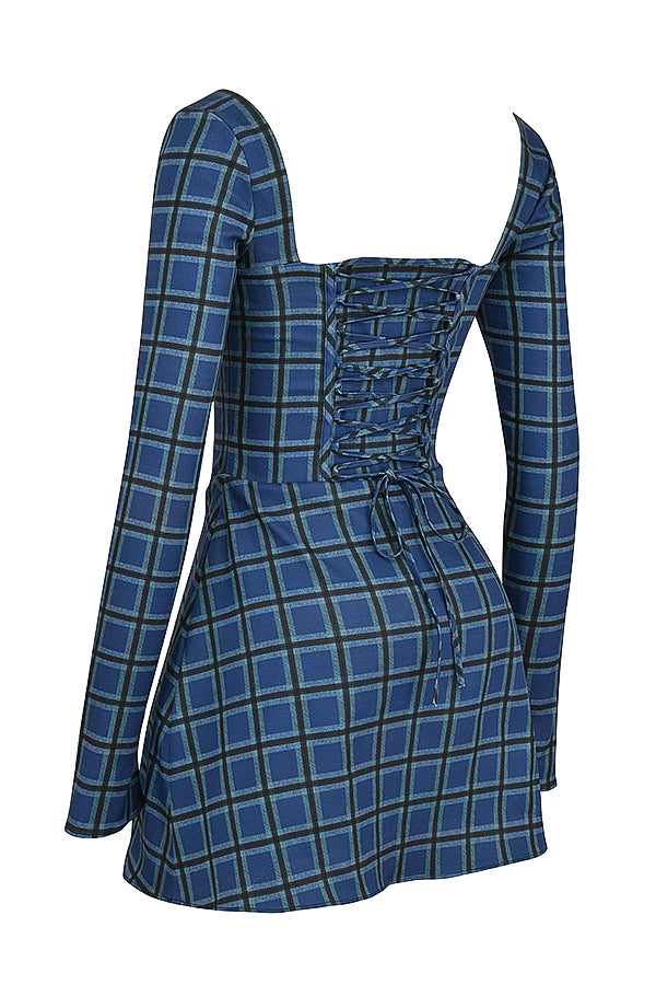 Tartan corset mini dress