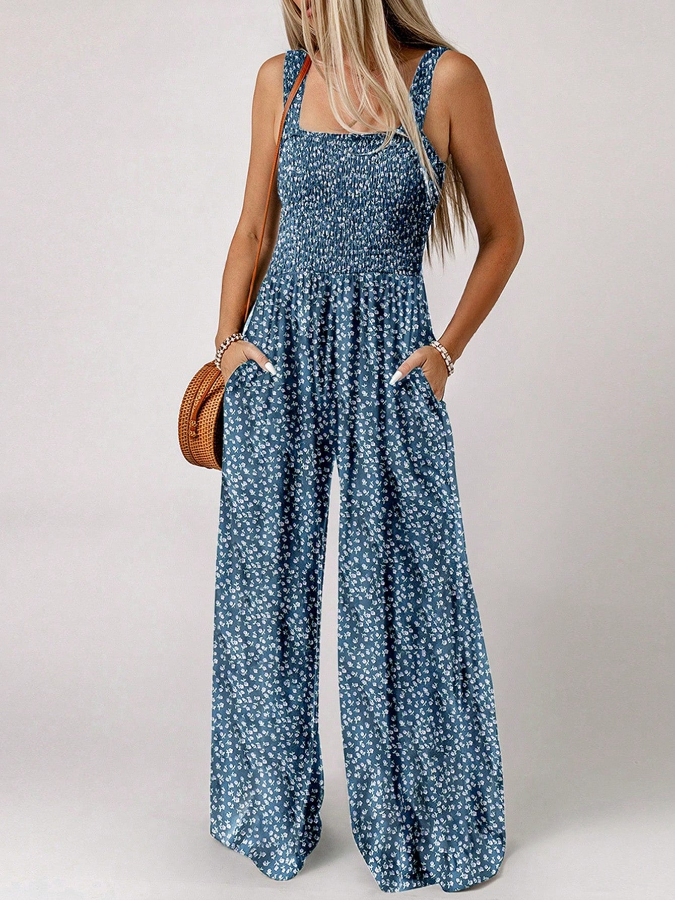 Floral Print Wide Leg Jumpsuit