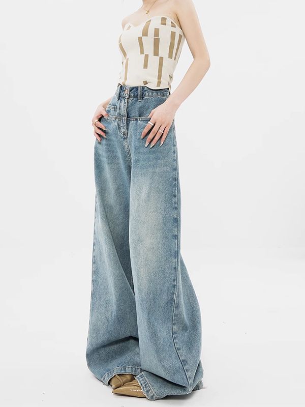 High waist wide leg jeans