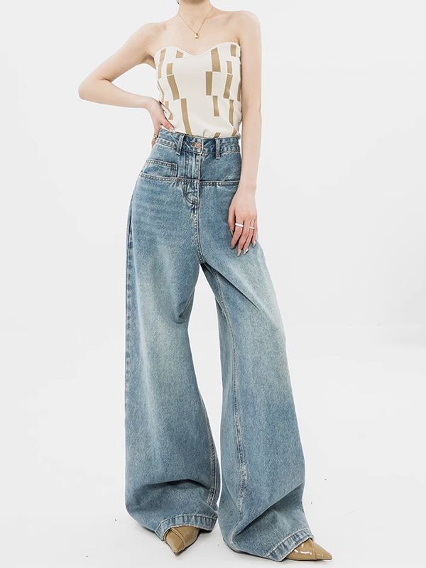 High waist wide leg jeans